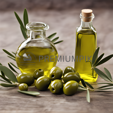 olive oil and olive photo ai image
