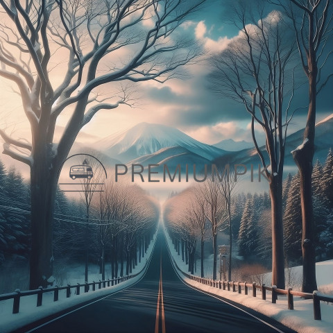 winter road photo ai